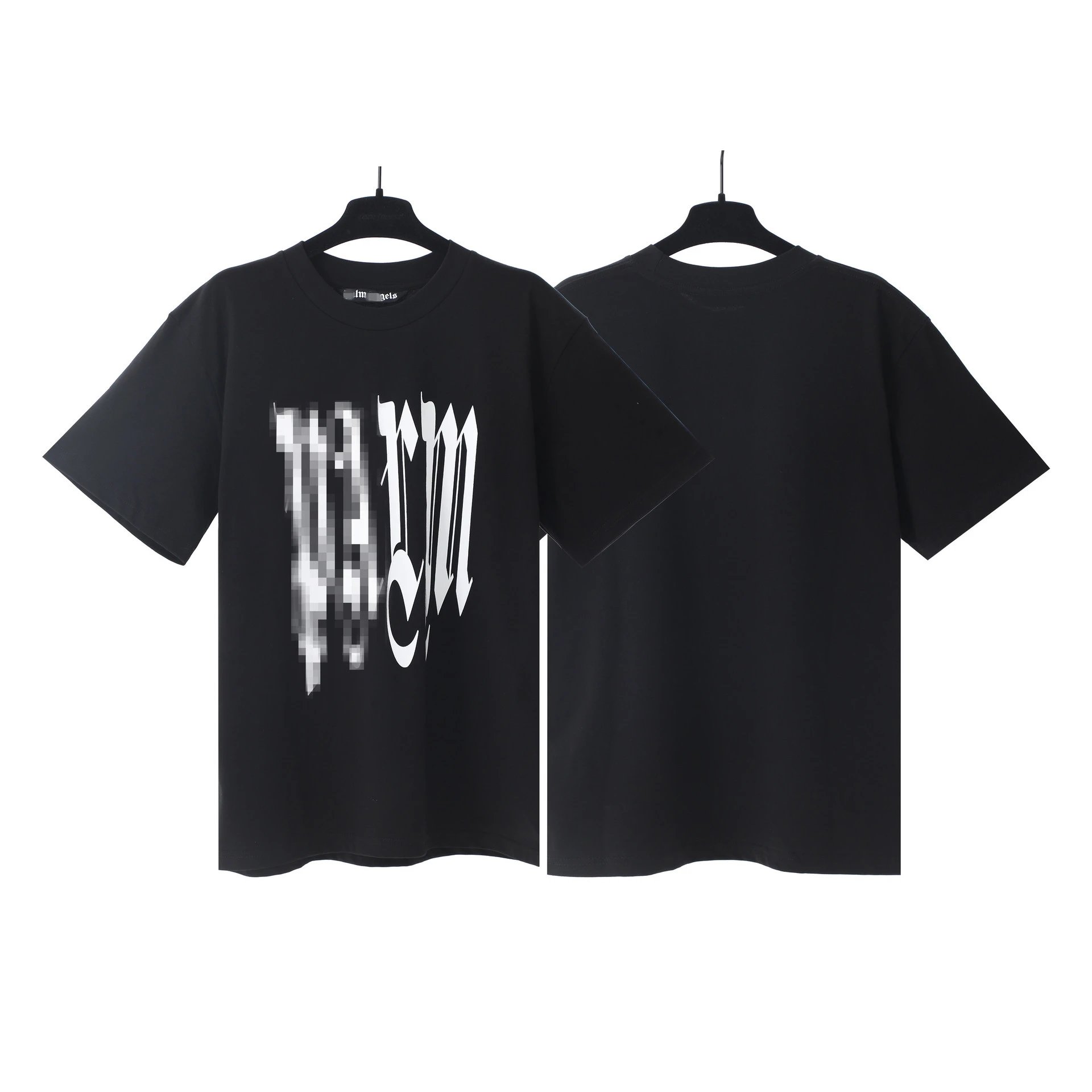 Streetwear Cotton Graphic Logo T-Shirt Unisex Ebony Black - Palm Angels - Cnfans - $20.65