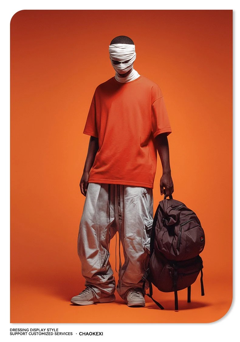 Men's Cotton Street Style Tee, Oversize - Umber - Gallery Image 8 - Detailed View