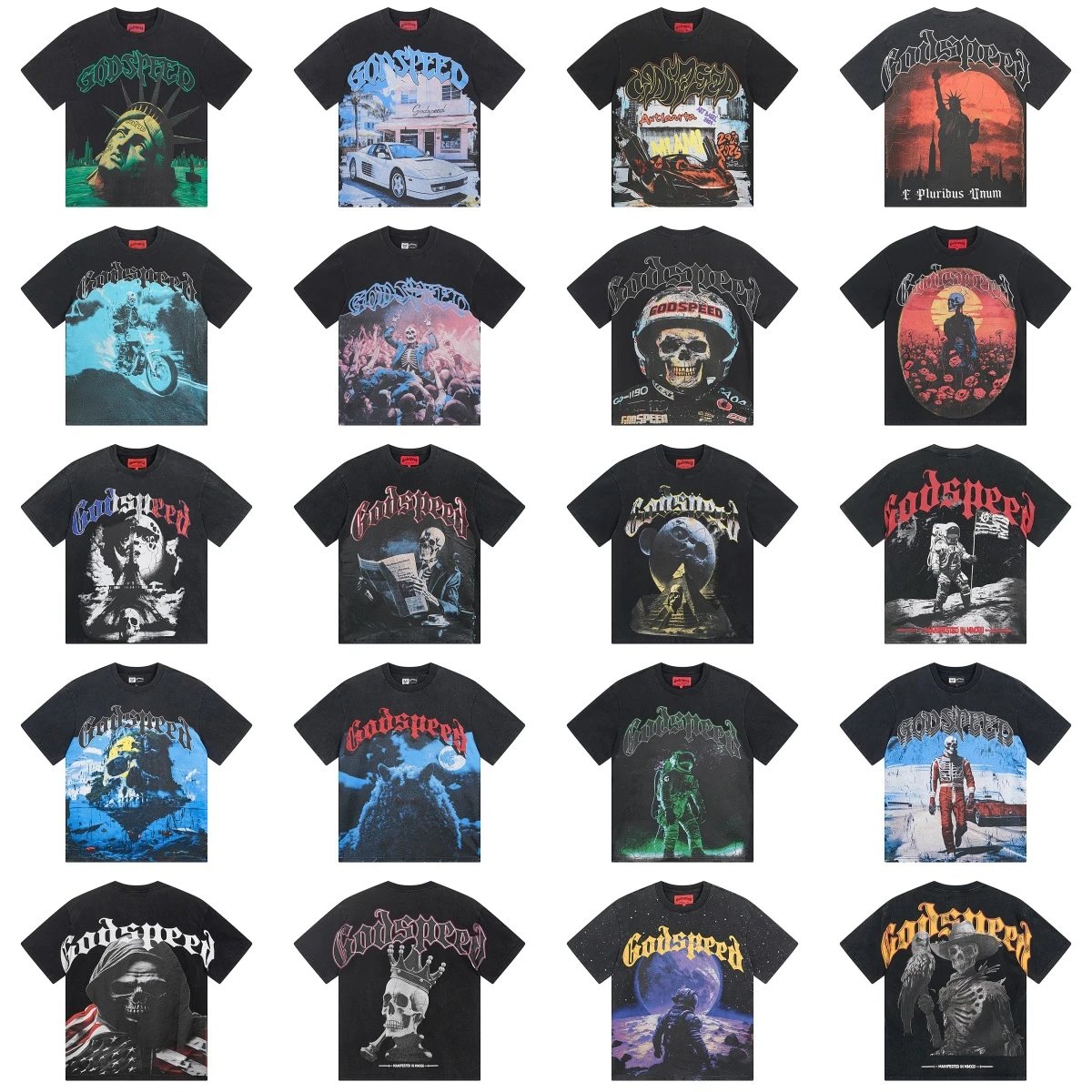 Godspeed Skull Print Tee Black - Gallery Image 5 - Detailed View