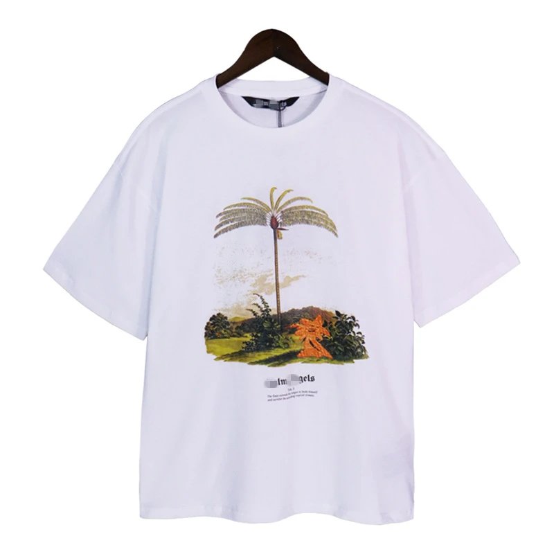 Vintage Cotton Palm Tree Graphic Tee Ivory White - Palm Angels - Cnfans - $21.29