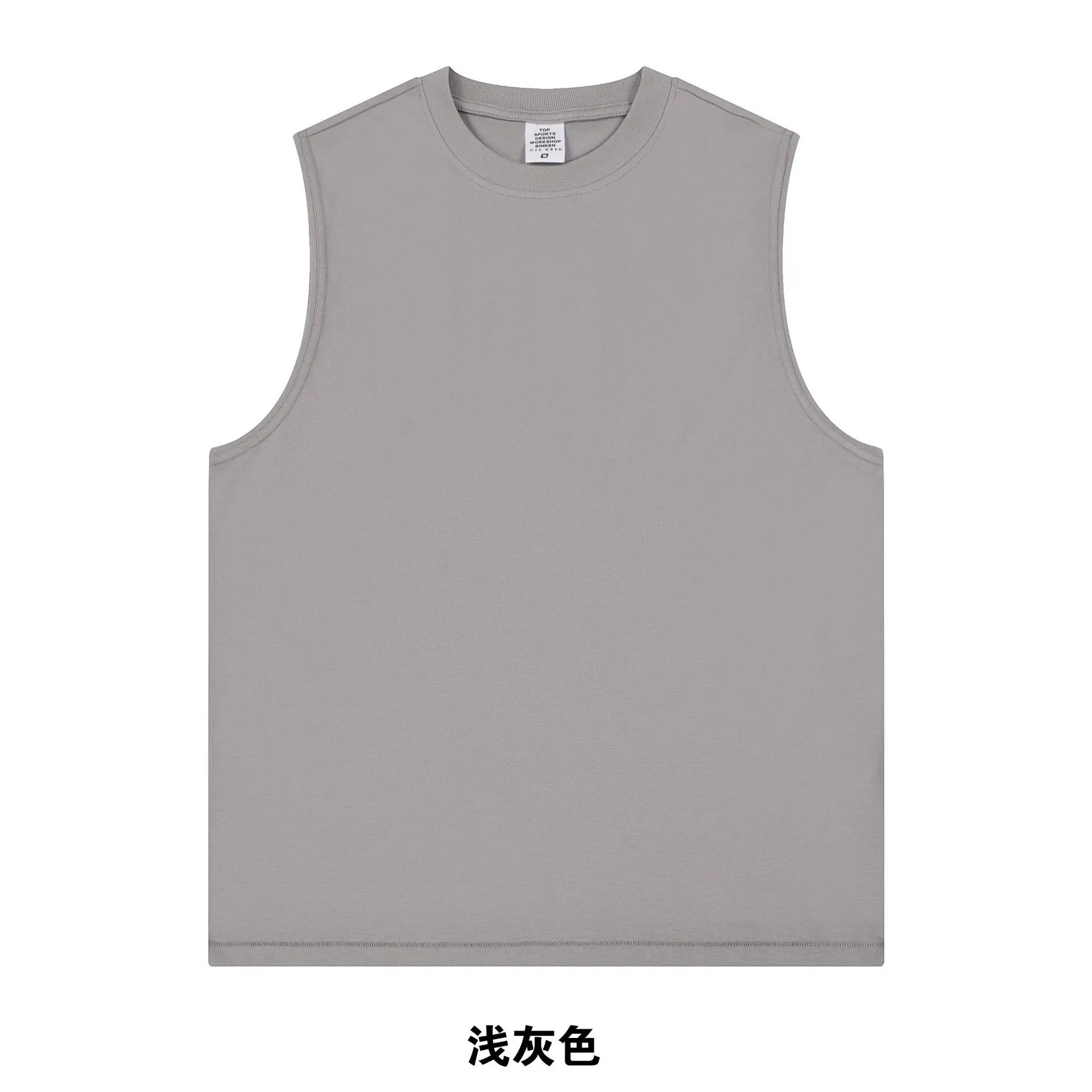 Men's Cotton Sleeveless Sports Tank Top, Ash - ChaoKeXi - Cnfans - $15.48