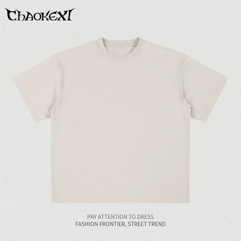 Summer Cool Mens Tee Street Style Short Sleeve Ecru - ChaoKeXi - Cnfans - $16.68