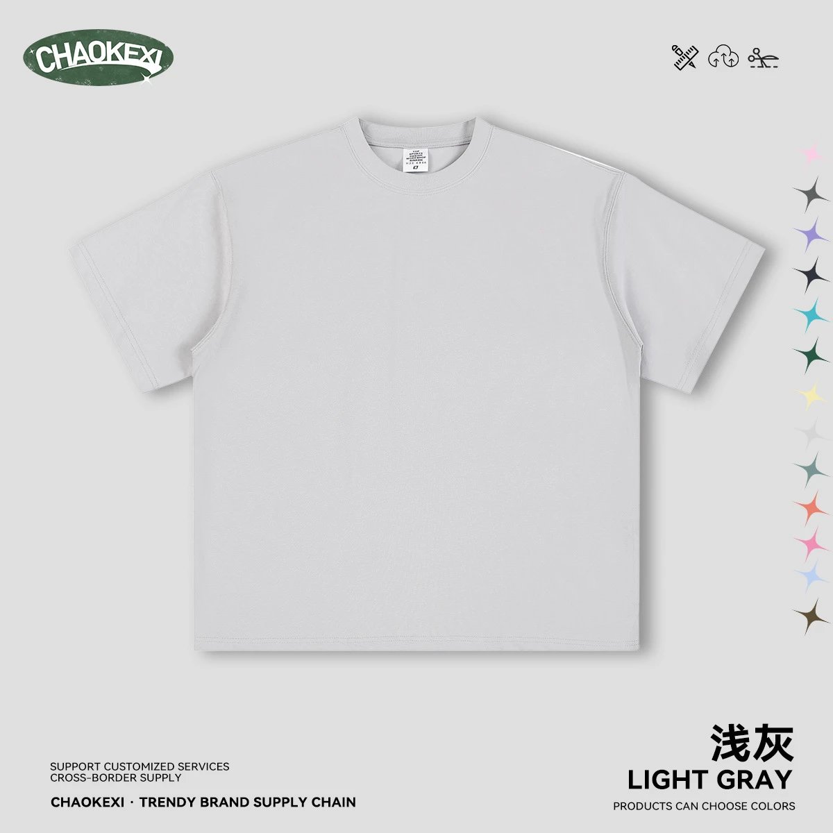 Men's Cotton Short Sleeve Tee Casual Top Ash Gray - CHAOKEXI - Cnfans - $15.08