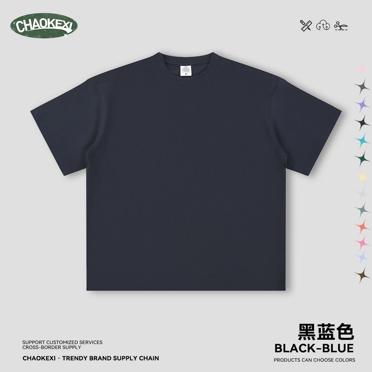 Men's Cotton Basic T-Shirt Summer Tee Midnight Blue - CHAOKEXI - Cnfans - $15.08