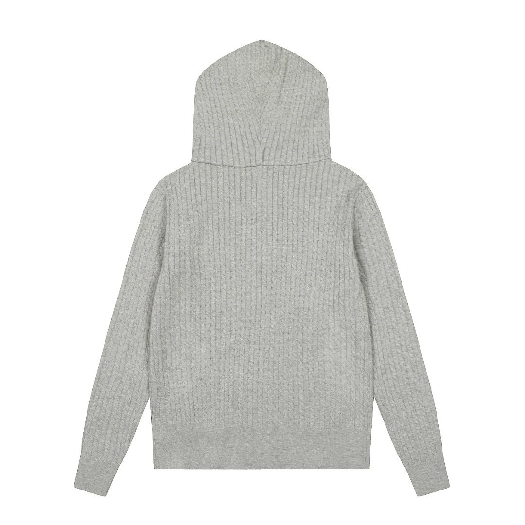 Cable-Knit Cotton Full-Zip Hoodie, Jet Black - Gallery Image 3 - Detailed View