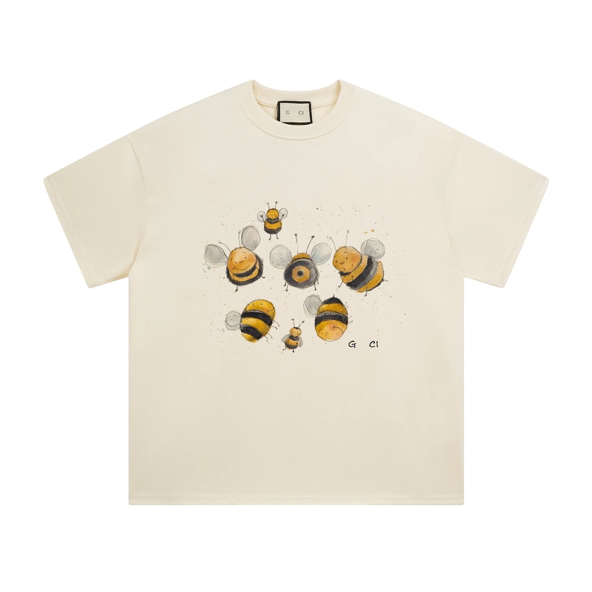 Casual Cotton Graphic Tee Top Ecru - Related Product - Cnfans