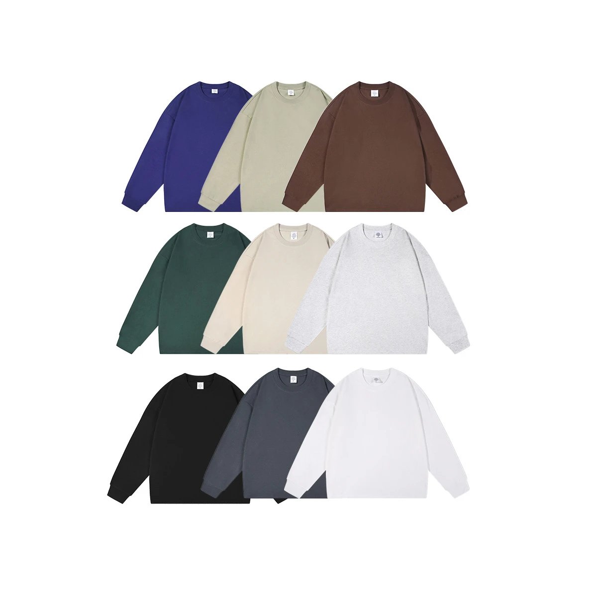 Mens Cotton Long Sleeve Tee Basic Top Steel Gray - Gallery Image 4 - Detailed View