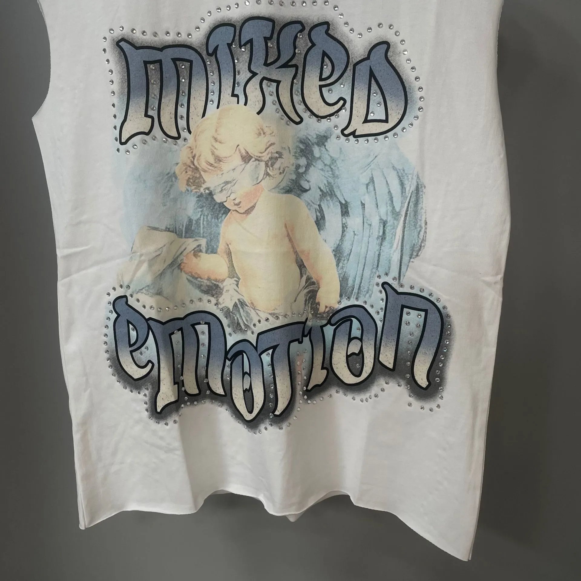 Mixed Emotion Angel Graphic Tank White - Gallery Image 3 - Detailed View