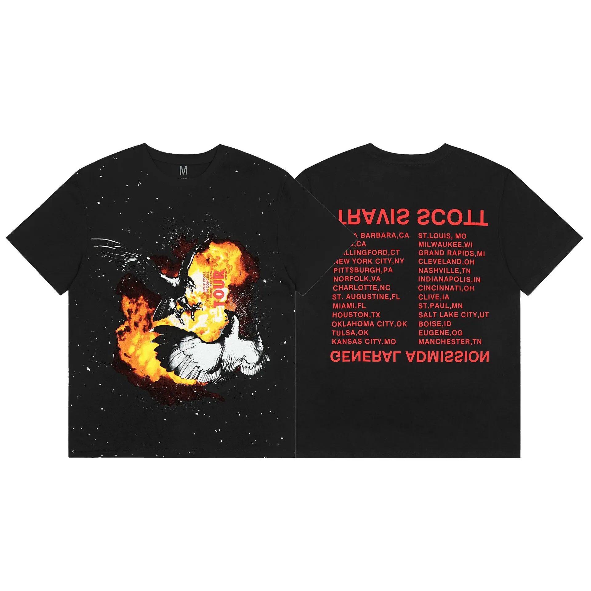 Streetwear Graphic Cotton Tee Charcoal Black - Travis Scott - Cnfans - $22.26