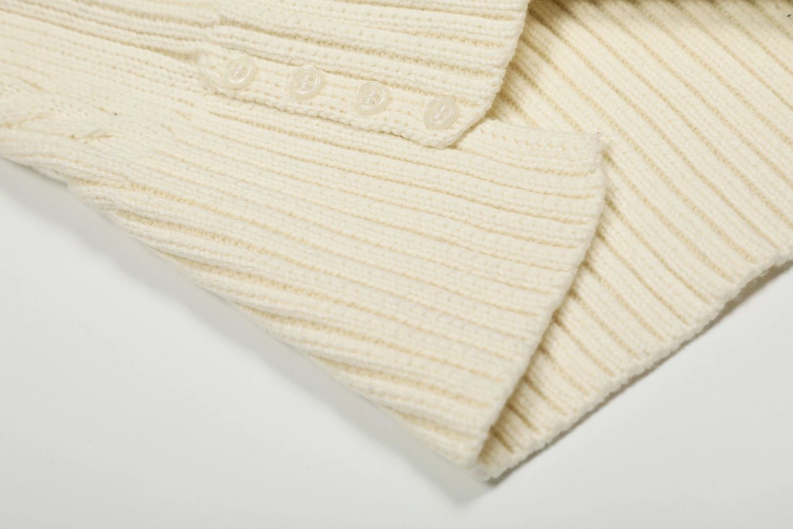 Cable Knit Polo Sweater Classic Navy - Gallery Image 14 - Detailed View