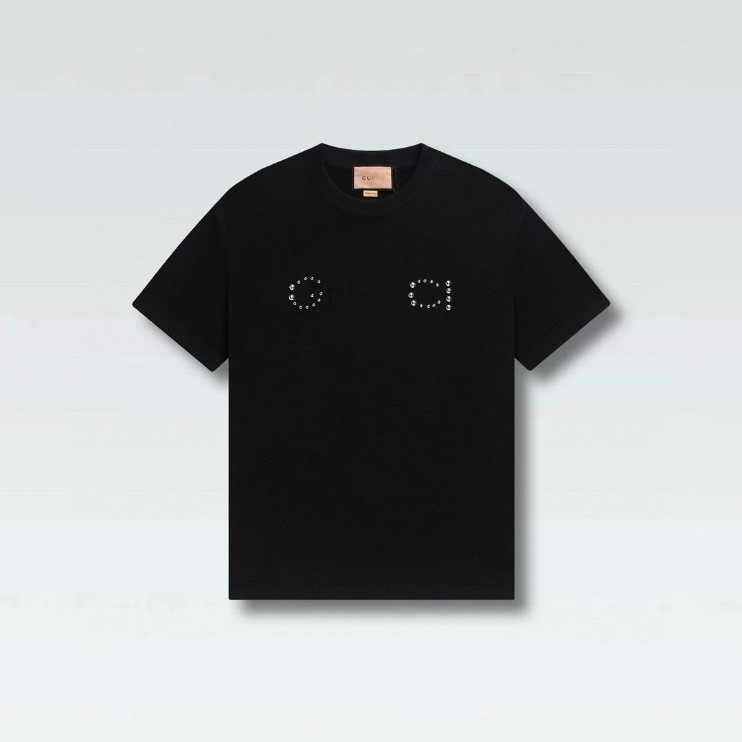 Casual Cotton Graphic Tee Unisex Top Jet Black - Gucci - Cnfans - $21.94