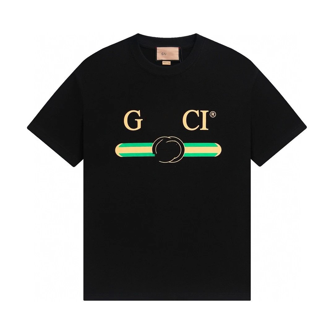 Casual Cotton Tee Unisex Short Sleeve - Onyx - Gucci - Cnfans - $21.94