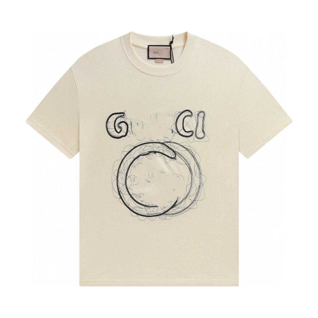 Casual Cotton Graphic Tee Unisex Ivory - Gucci - Cnfans - $21.94