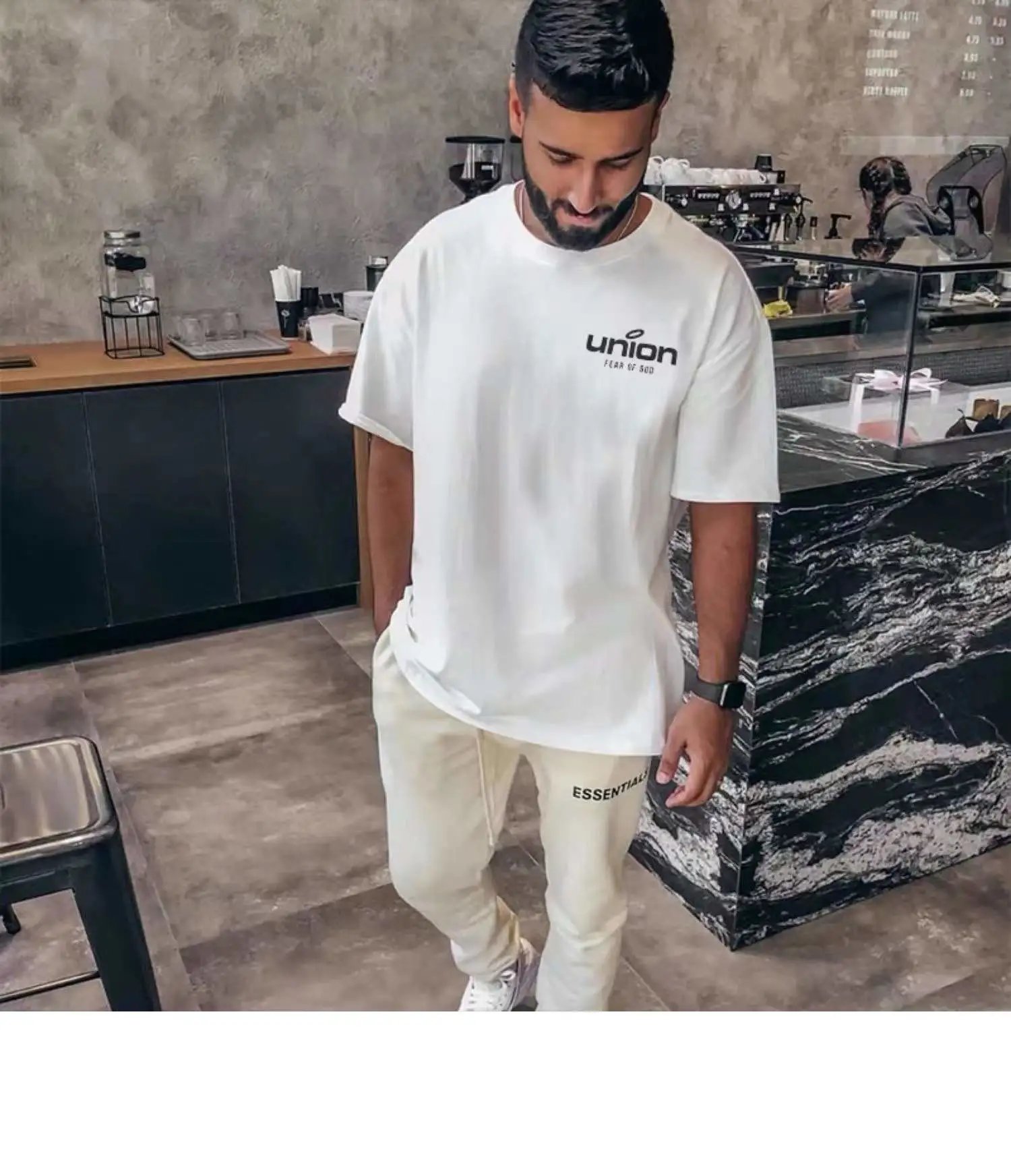 Streetwear Cotton Hip Hop Tee Ivory - Gallery Image 12 - Detailed View