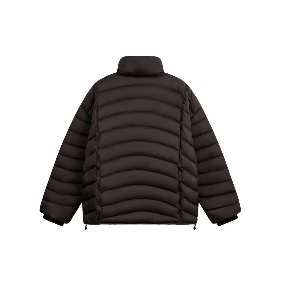 Men's Winter Warm Stand Collar Puffer Jacket, Duck Down, Snow White - Gallery Image 5 - Detailed View