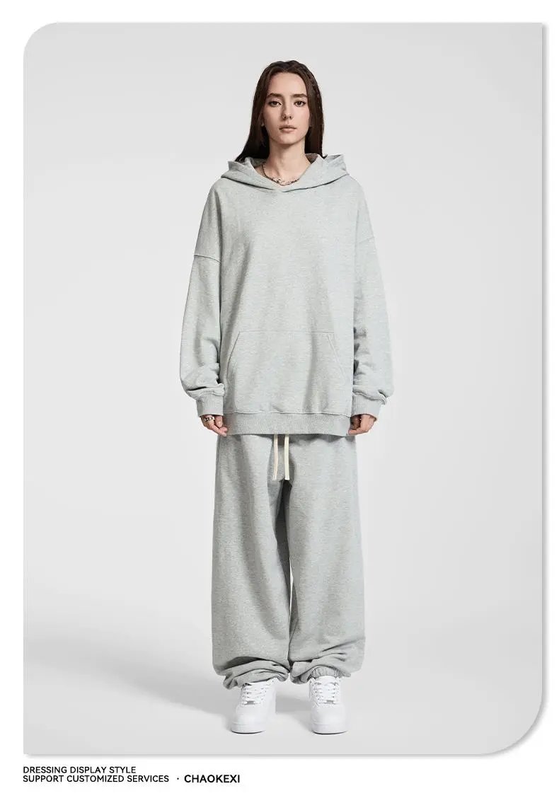 Casual Oversize Hoodie Pants Set Autumn Maroon - Gallery Image 9 - Detailed View