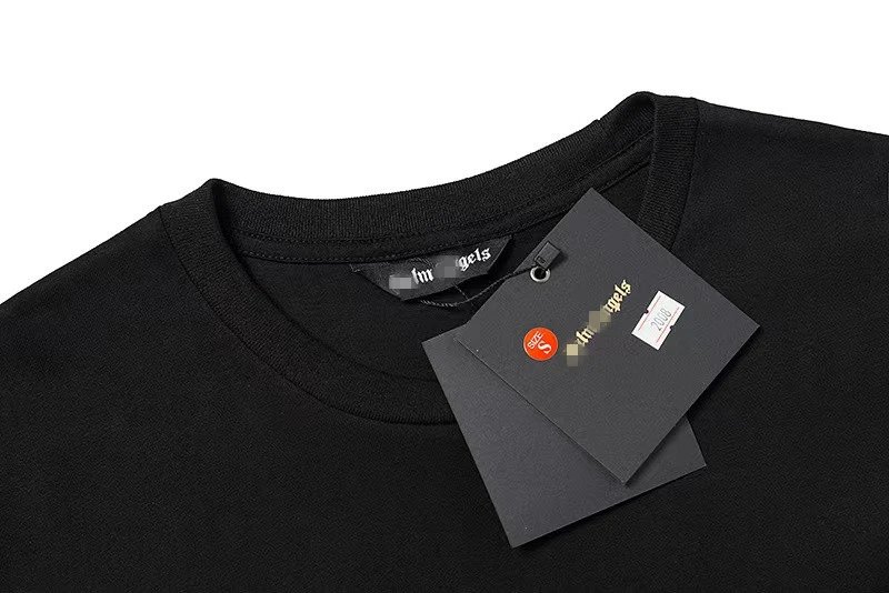 Unisex Flame Print Cotton Tee Ivory/Onyx - Gallery Image 6 - Detailed View