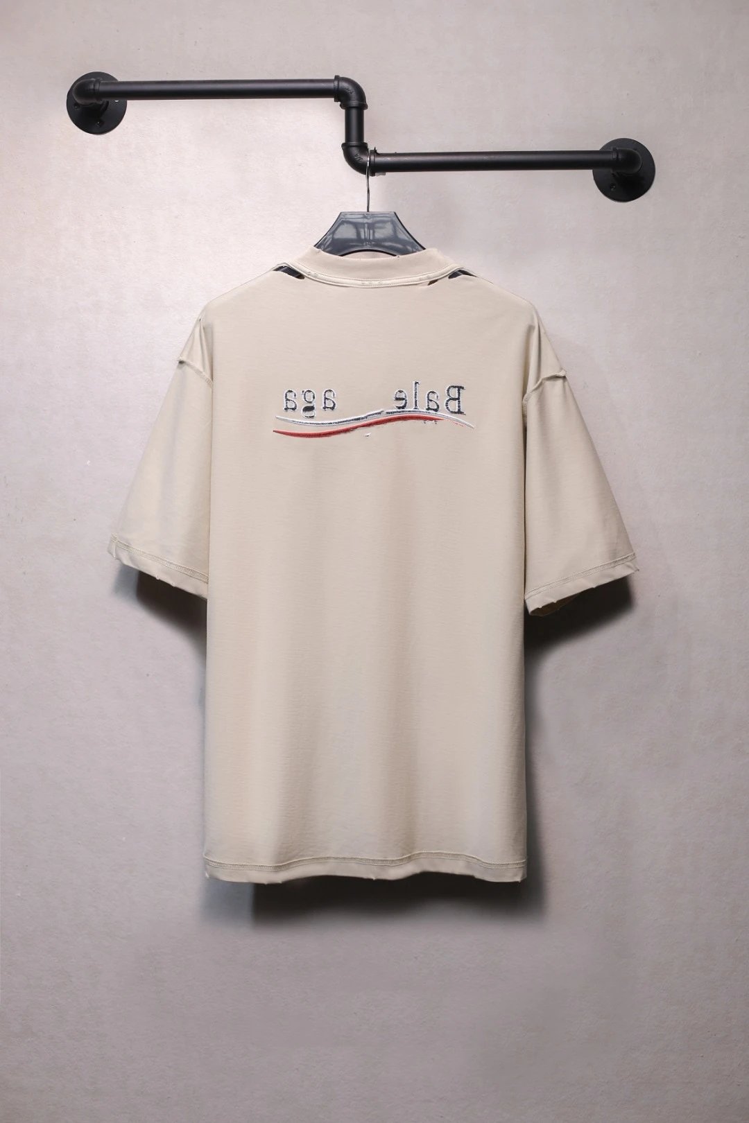 Unisex Reversible Distressed Cotton Short Sleeve Tee, Ecru - High Quality Product Image - Cnfans