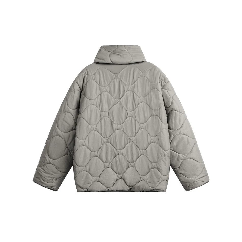 Retro Unisex Winter Quilted Padded Jacket Desert Taupe - Gallery Image 11 - Detailed View