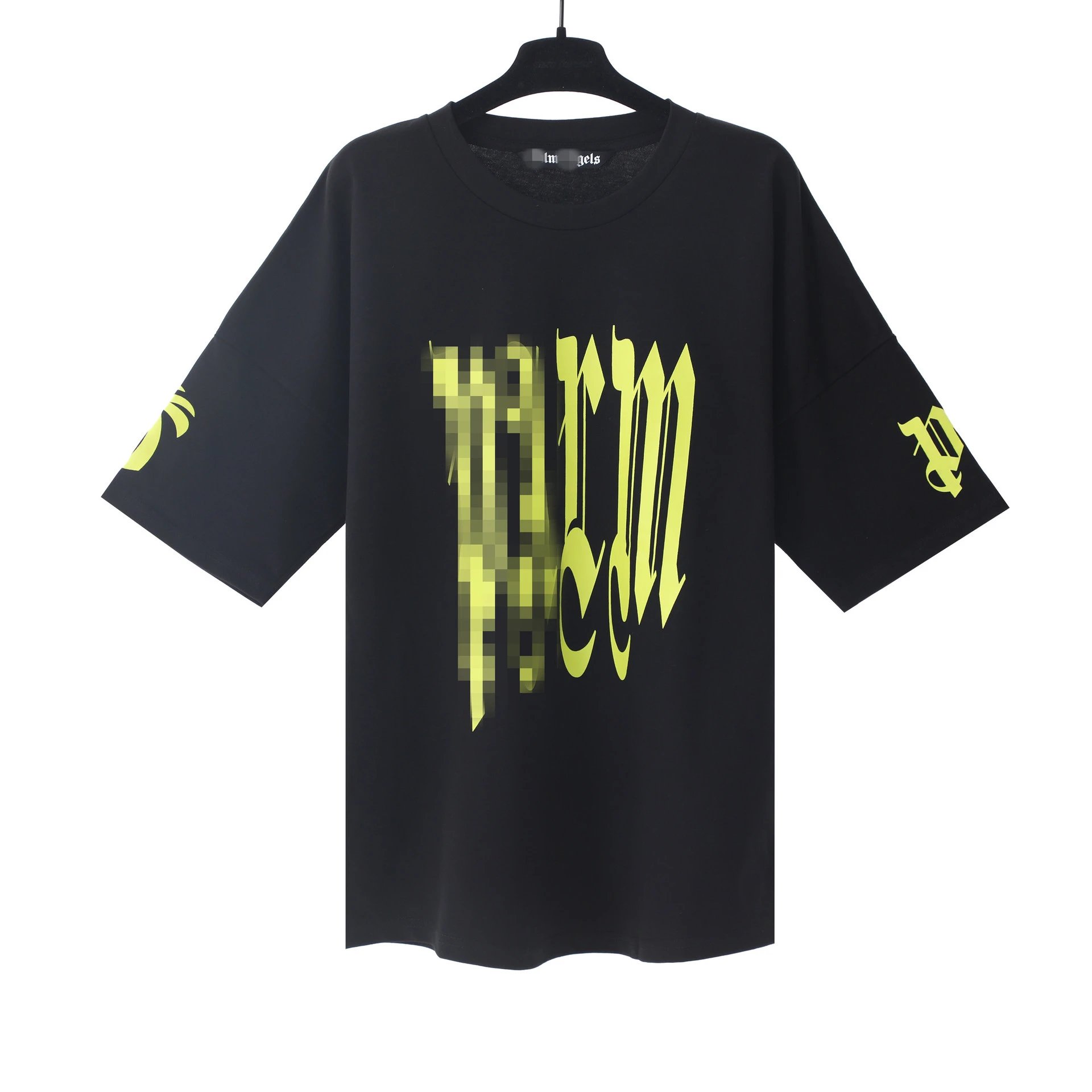 Streetwear Cotton Graphic Logo Oversized T-Shirt Neon Yellow - Palm Angels - Cnfans - $22.26