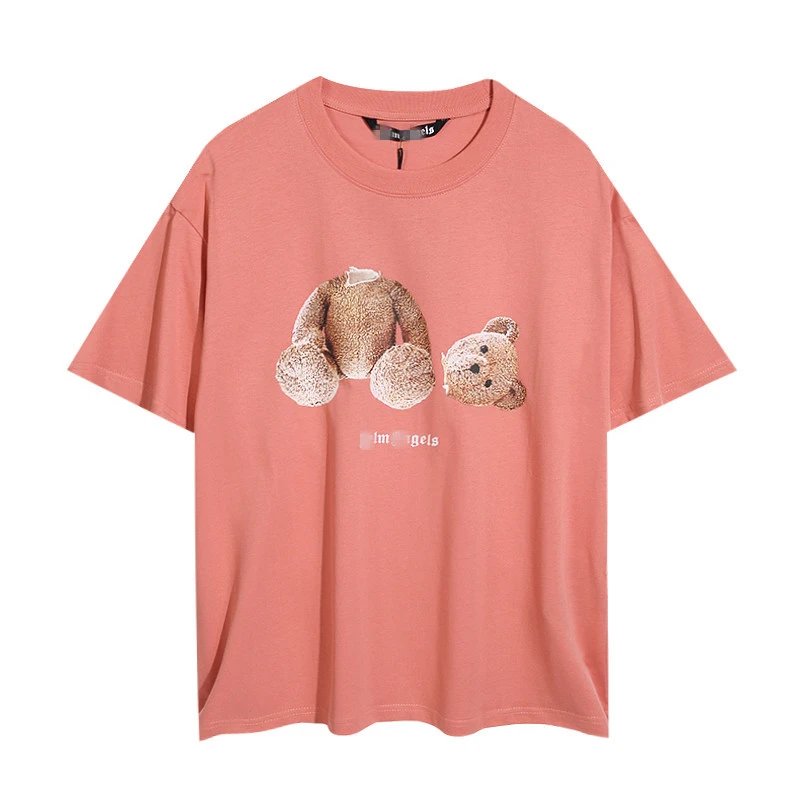 Oversized Teddy Print Cotton Tee Dusty Rose - Related Product - Cnfans