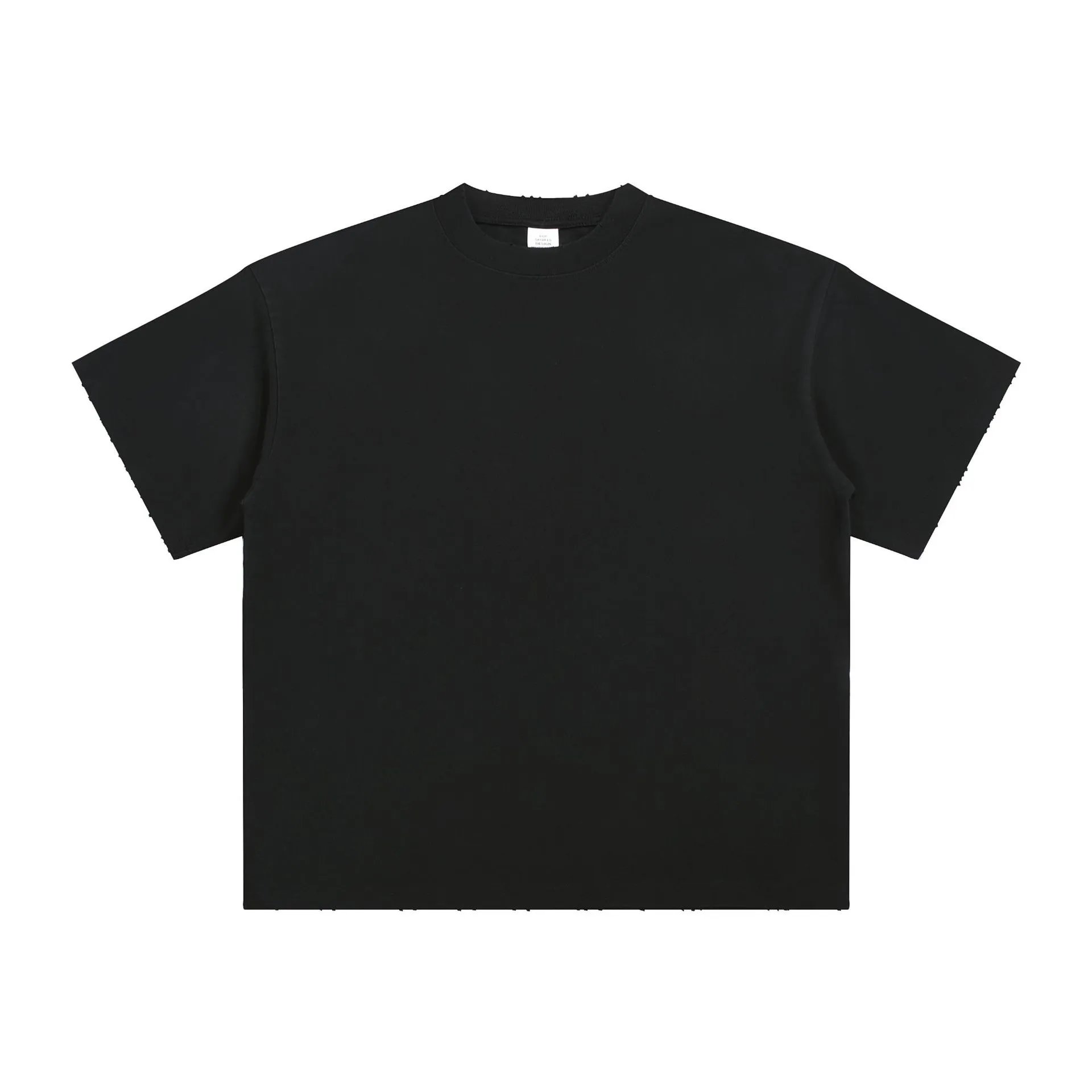 Distressed Men's Short Sleeve Tee, Streetwear Onyx - CHAOKEXI - Cnfans - $17.74