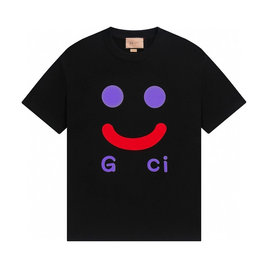 Casual Graphic Cotton Tee Unisex Jet Black - Gucci - Cnfans - $21.94