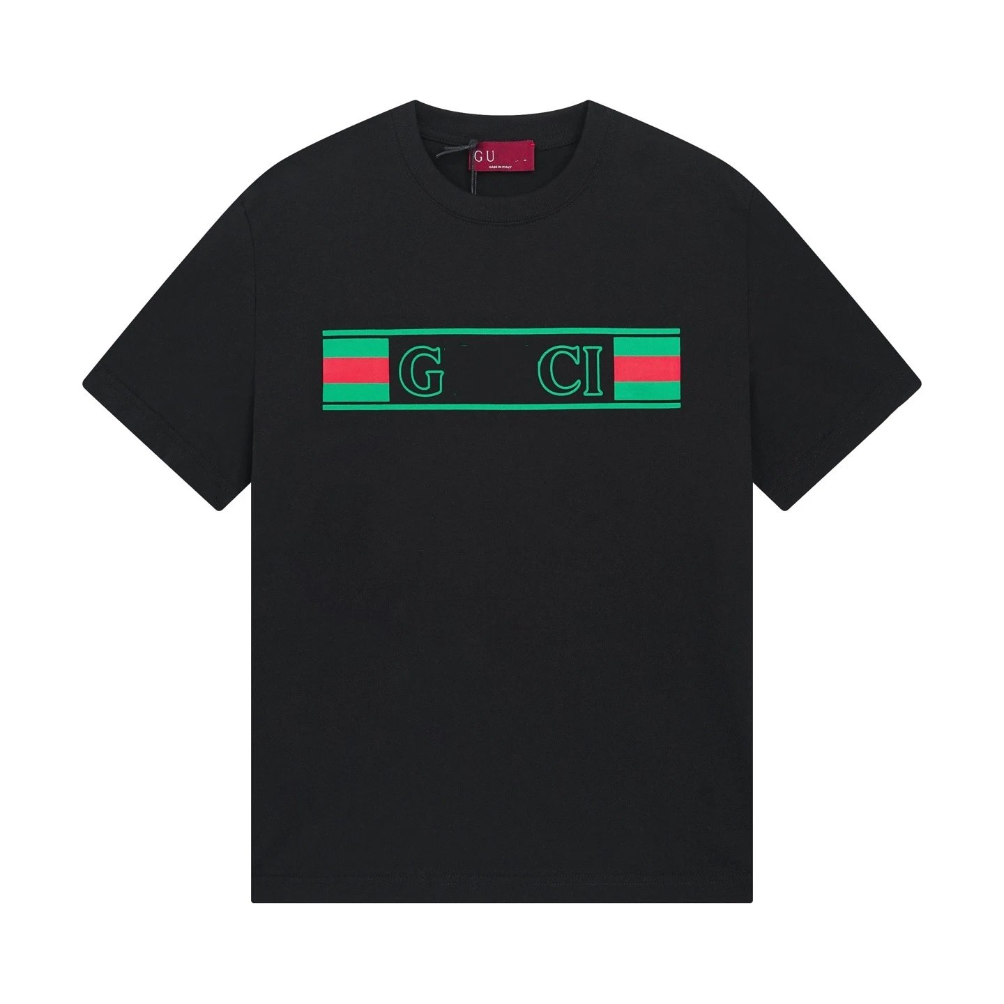 Casual Graphic Print Cotton Tee Unisex Onyx - Gucci - Cnfans - $21.94