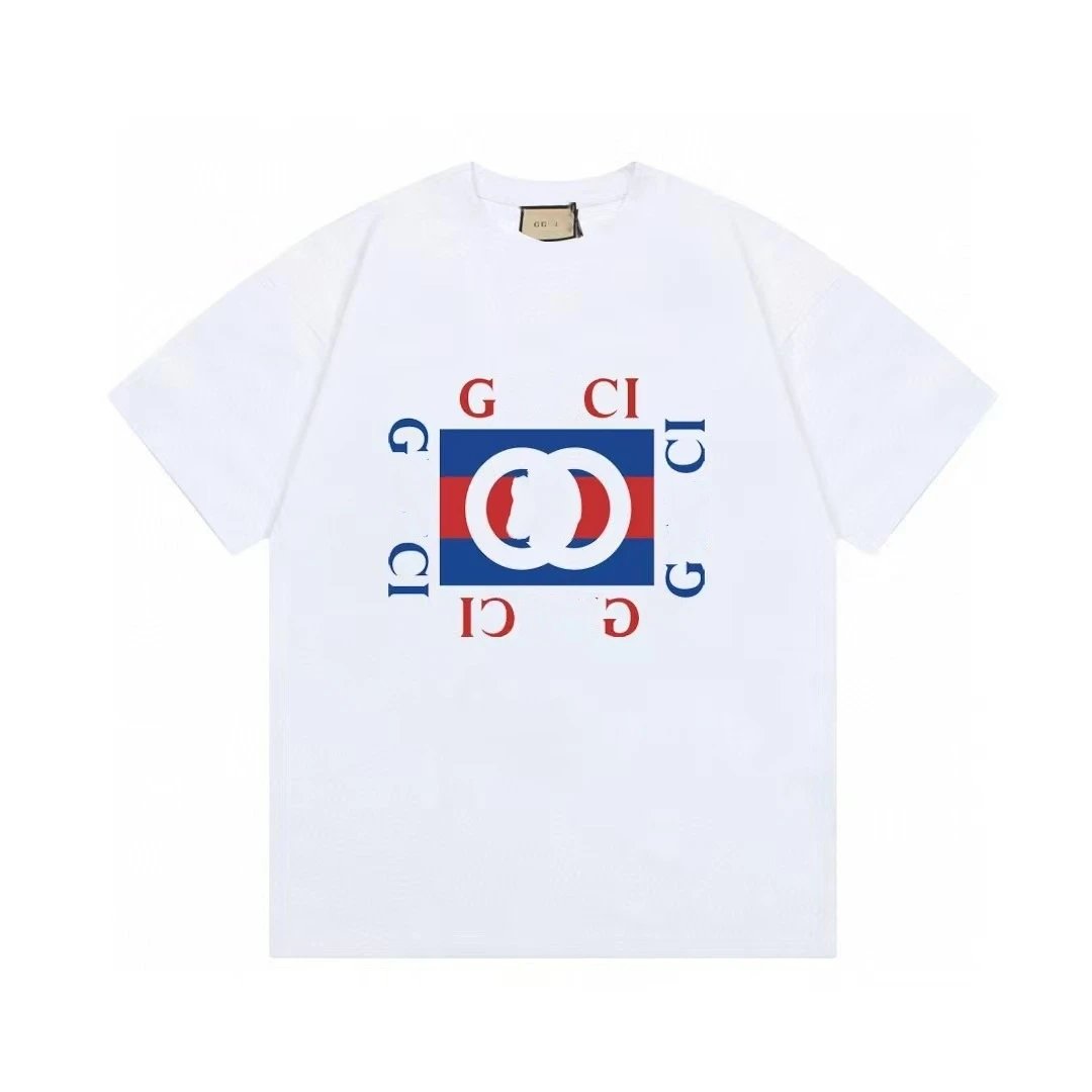 Casual Graphic Cotton Tee Unisex Summer Ecru - Gucci - Cnfans - $21.94