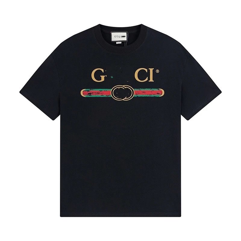 Casual Letter Print Unisex Tee Summer T-Shirt - Onyx - Gucci - Cnfans - $21.94