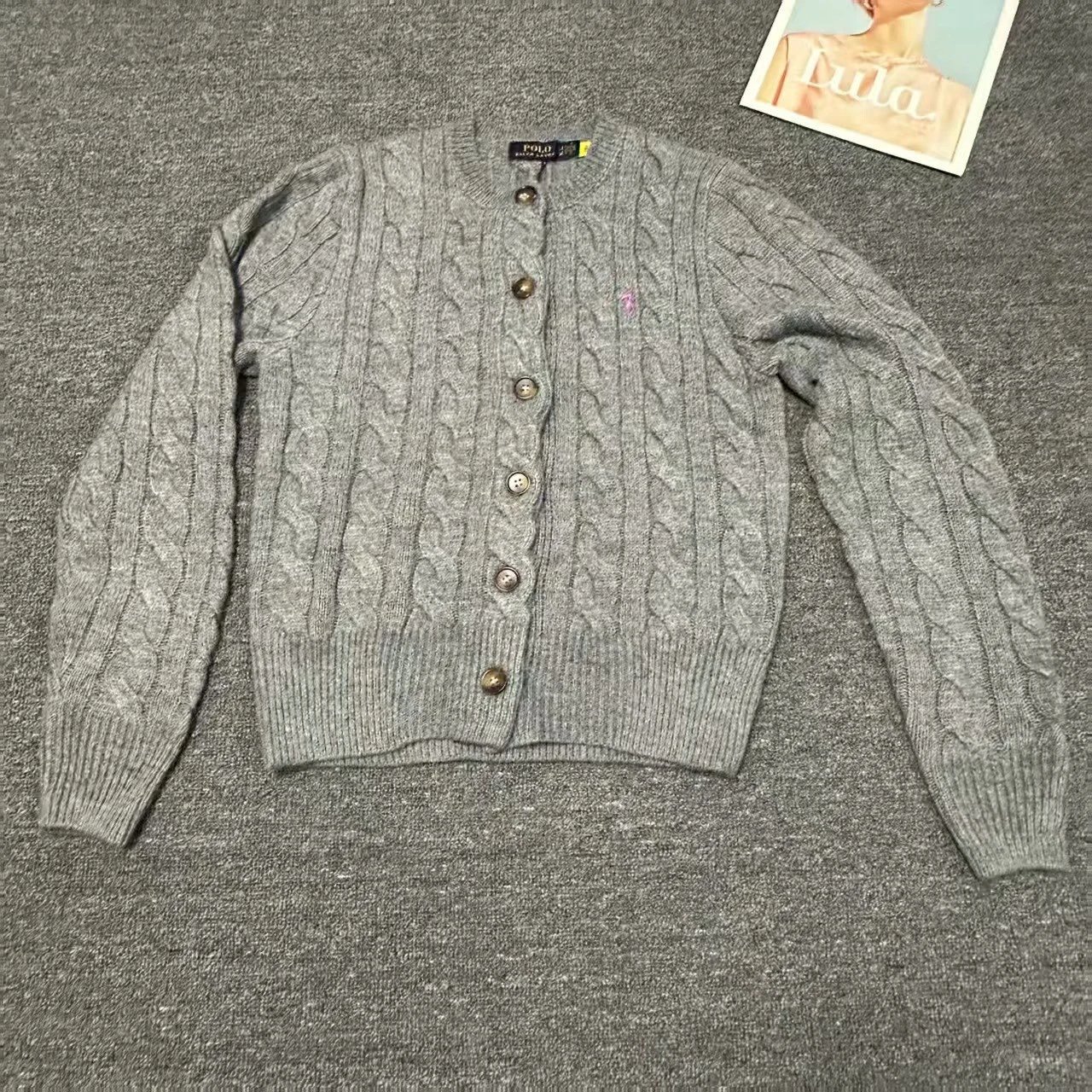 Ralph Lauren Wool Cardigan Cream - Gallery Image 8 - Detailed View