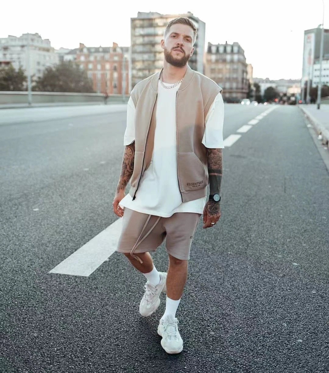 Casual Fleece Shorts Unisex Ash Gray - Gallery Image 6 - Detailed View