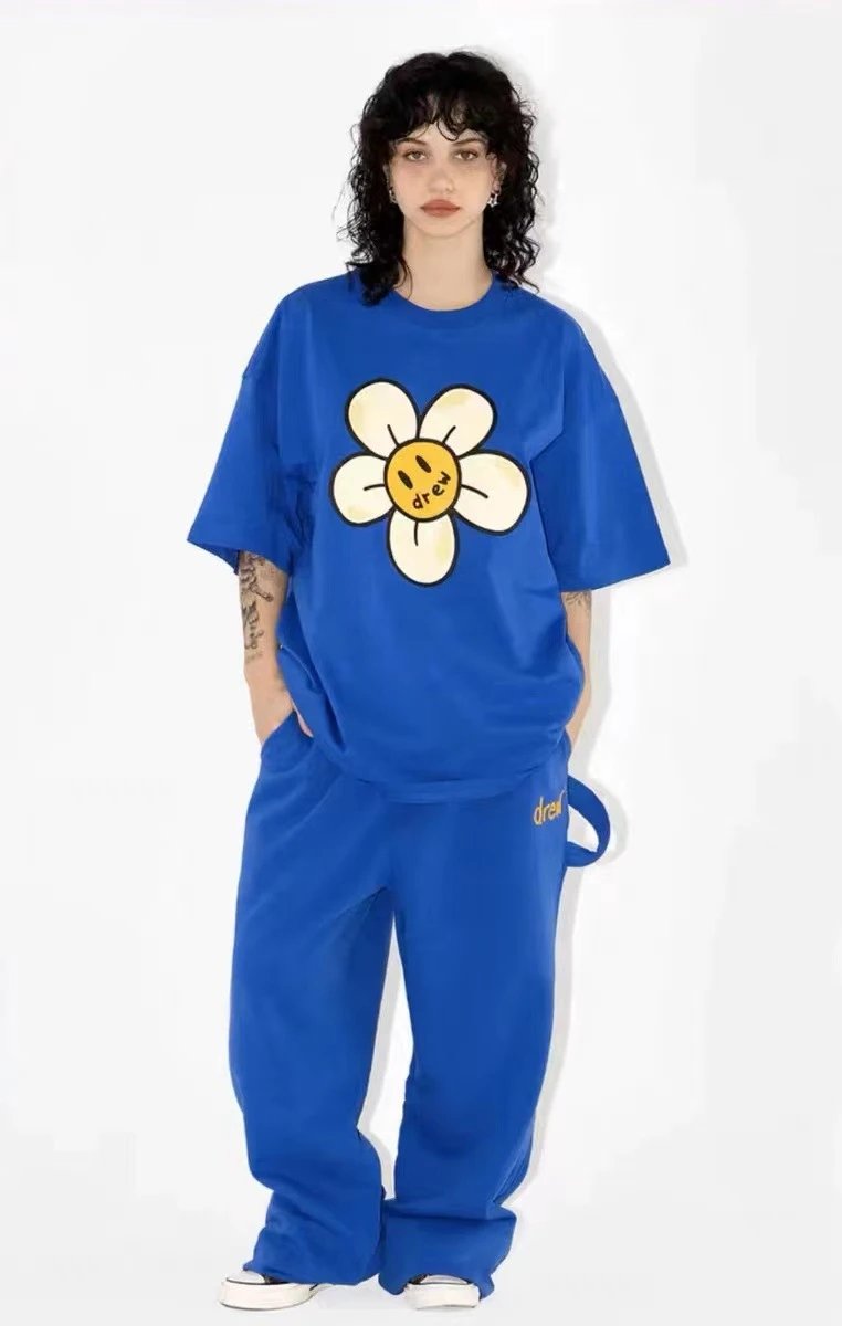 Street Style Flower Graphic Tee Royal Blue - Gallery Image 9 - Detailed View