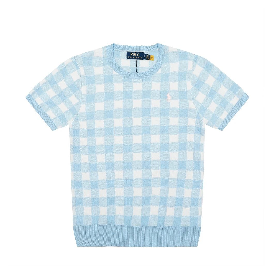 Summer Houndstooth Knit Tee, Casual Cerulean - Ralph Lauren - Cnfans - $26.45