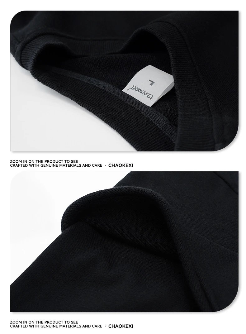 Retro Cotton Pullover Sweatshirt Unisex Onyx - Gallery Image 7 - Detailed View