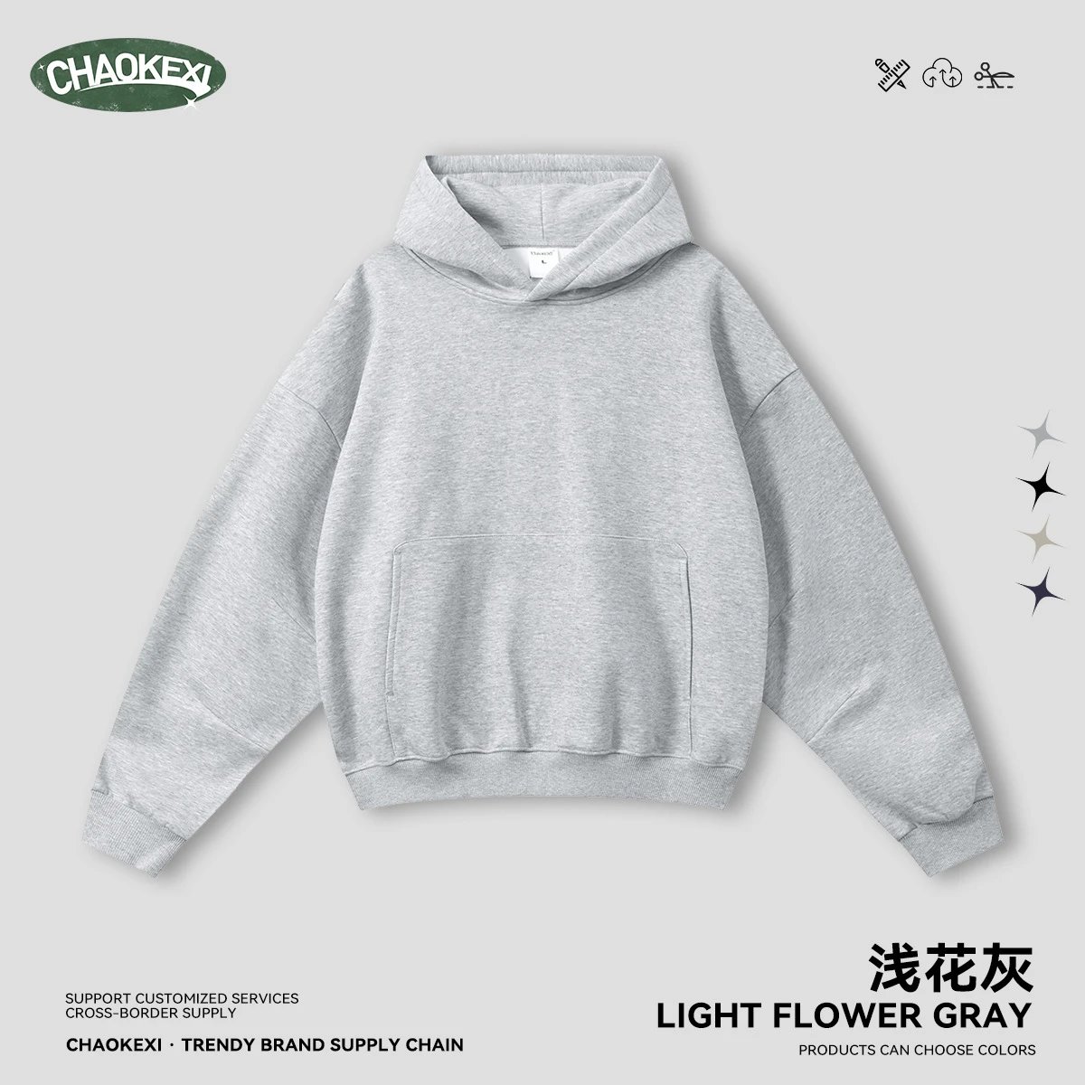 Heavyweight 330g American Street Fleece Hoodie Men Ash Gray - Related Product - Cnfans