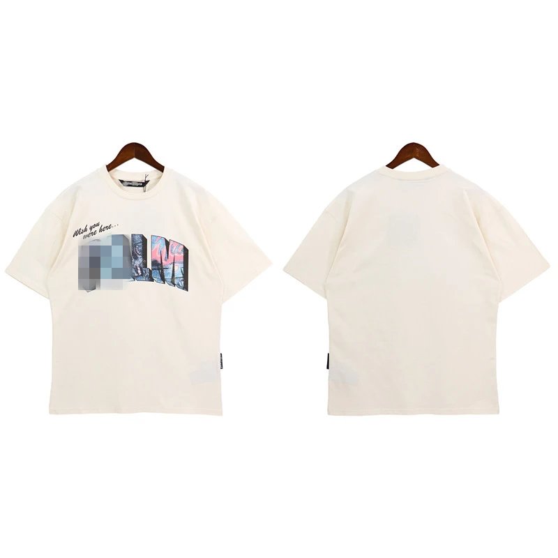 Street Graphic Cotton Oversized Tee Ivory - Palm Angels - Cnfans - $23.87