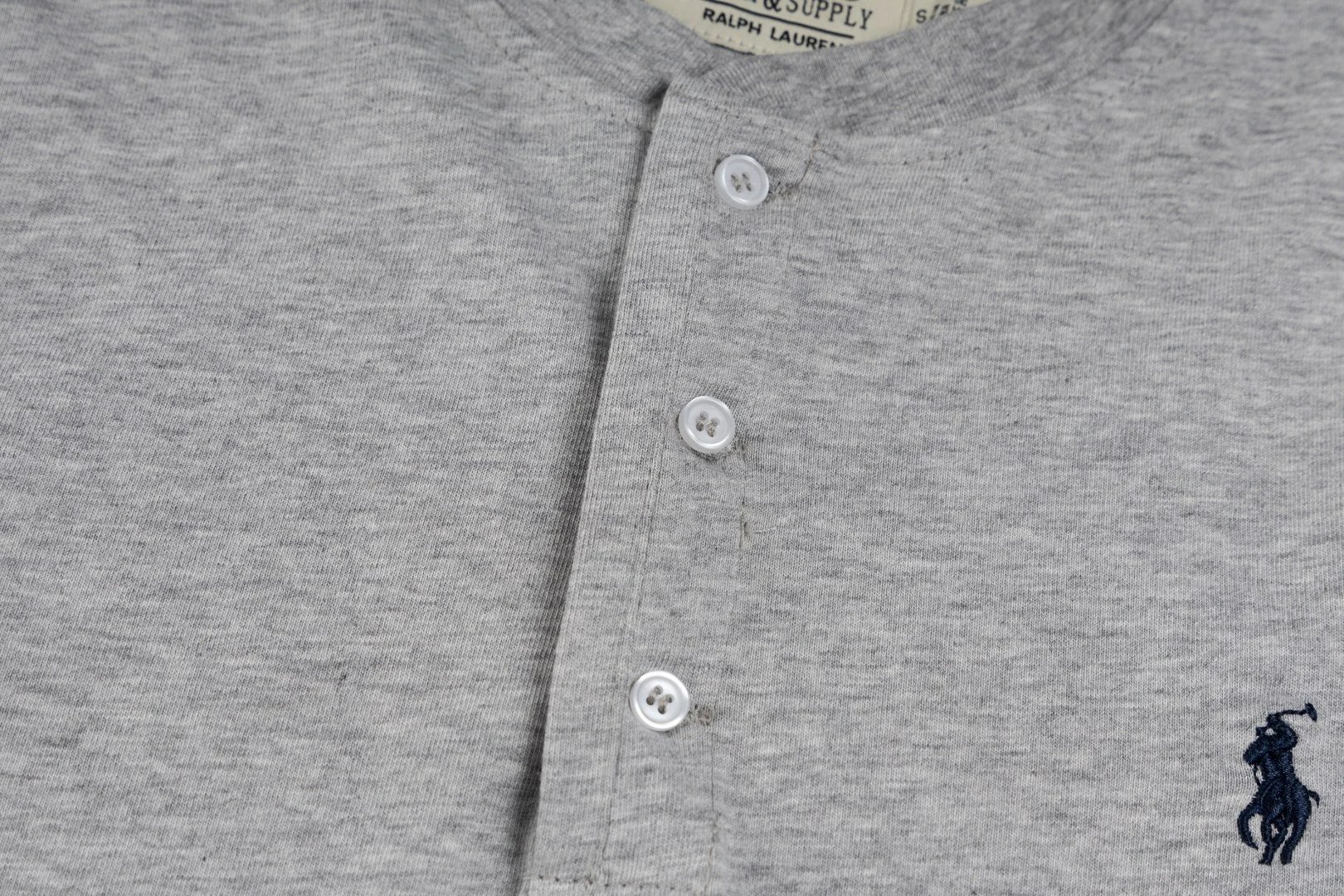 Cotton Henley Long Sleeve T-Shirt, Snow White - Gallery Image 11 - Detailed View