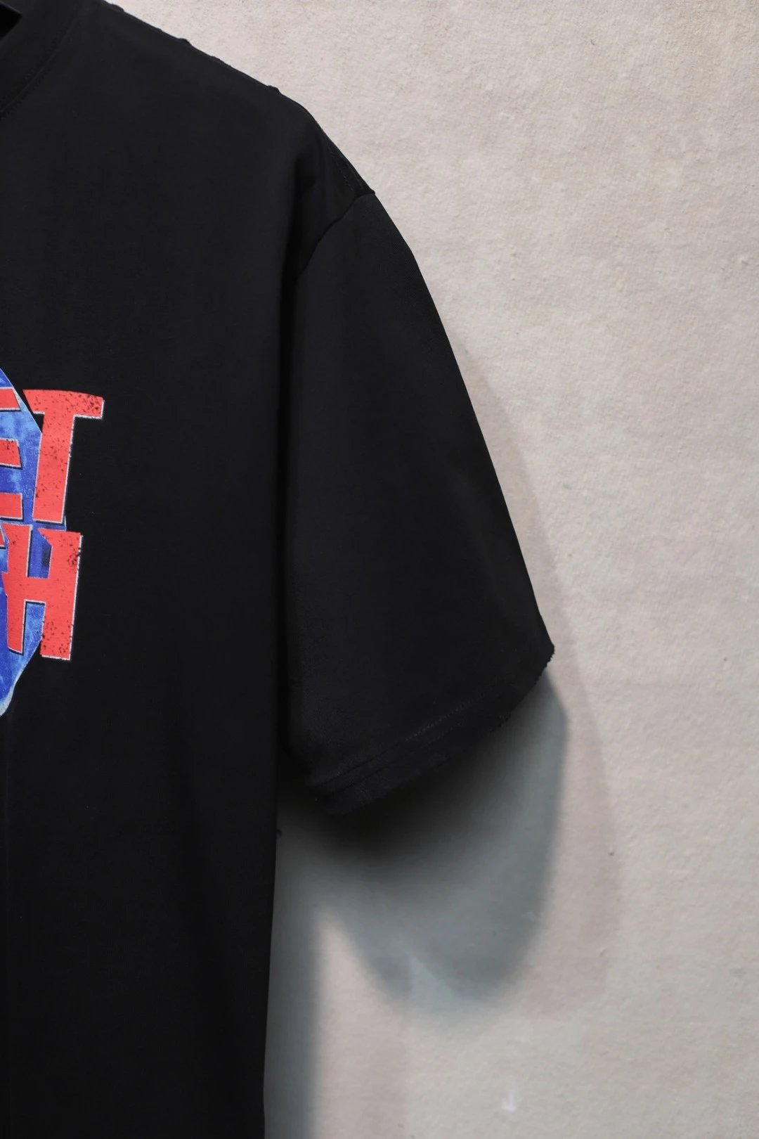 Unisex Oversized Distressed Planet Earth Graphic Tee Summer Heather Grey - Gallery Image 6 - Detailed View