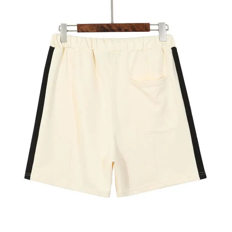 Unisex Cotton Drawstring Casual Shorts Ivory Black - Gallery Image 4 - Detailed View