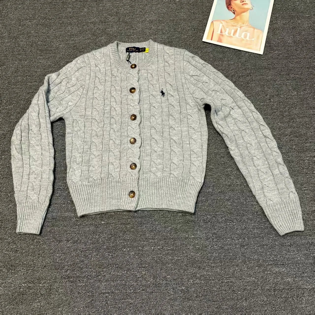 Ralph Lauren Wool Cardigan Cream - Gallery Image 9 - Detailed View