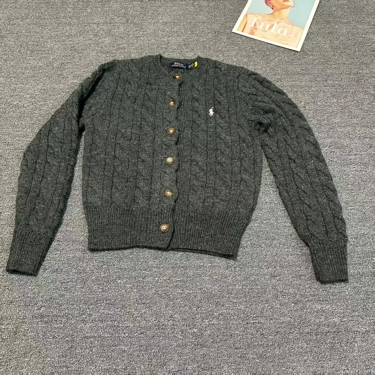 Ralph Lauren Wool Cardigan Cream - Gallery Image 10 - Detailed View