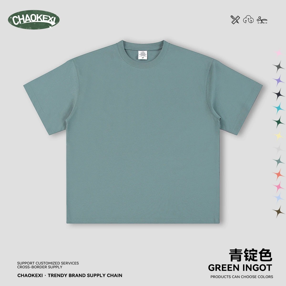 Casual Cotton Men's Tee Summer Top Seafoam - CHAOKEXI - Cnfans - $15.08