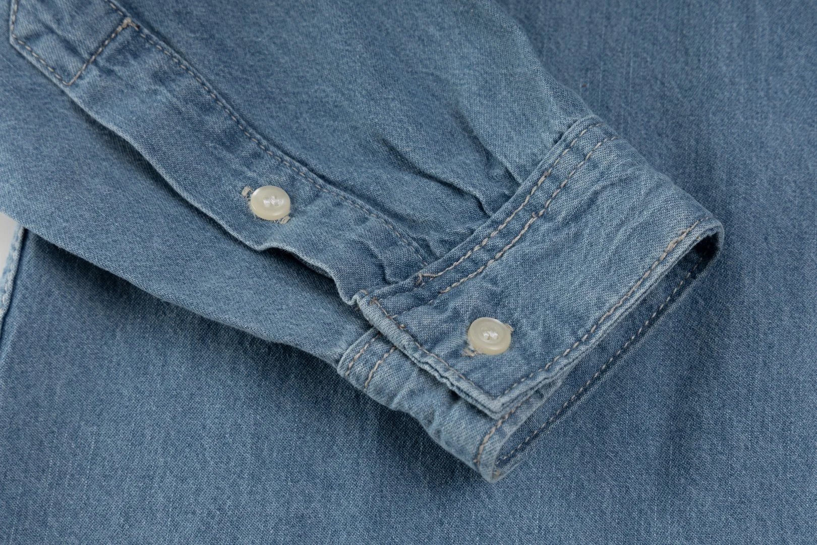 Casual Cotton Long Sleeve Denim Shirt, Chambray - Gallery Image 7 - Detailed View