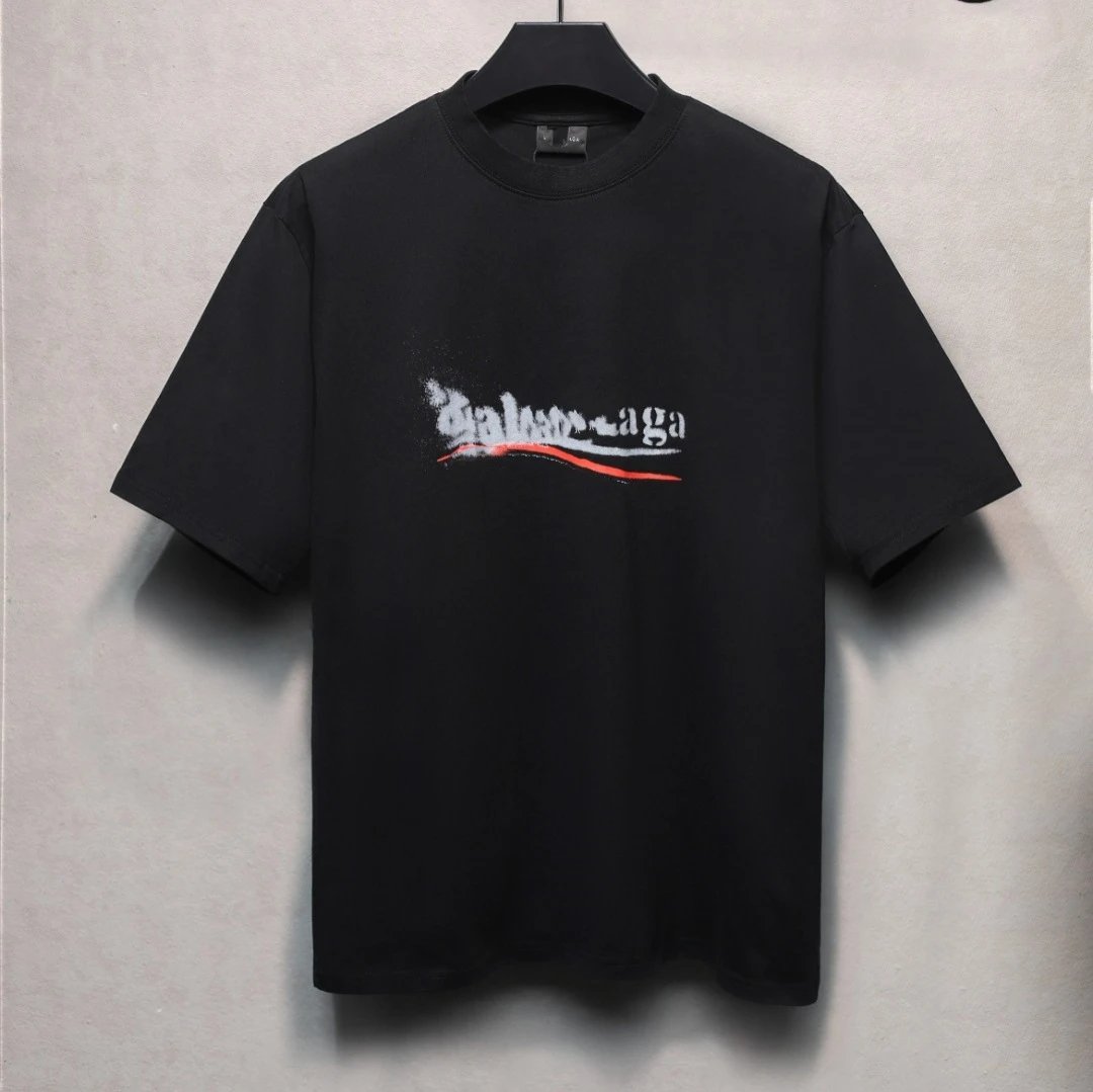 Unisex Oversized Distressed Logo Short Sleeve Tee, Jet Black - Gallery Image 1 - Detailed View