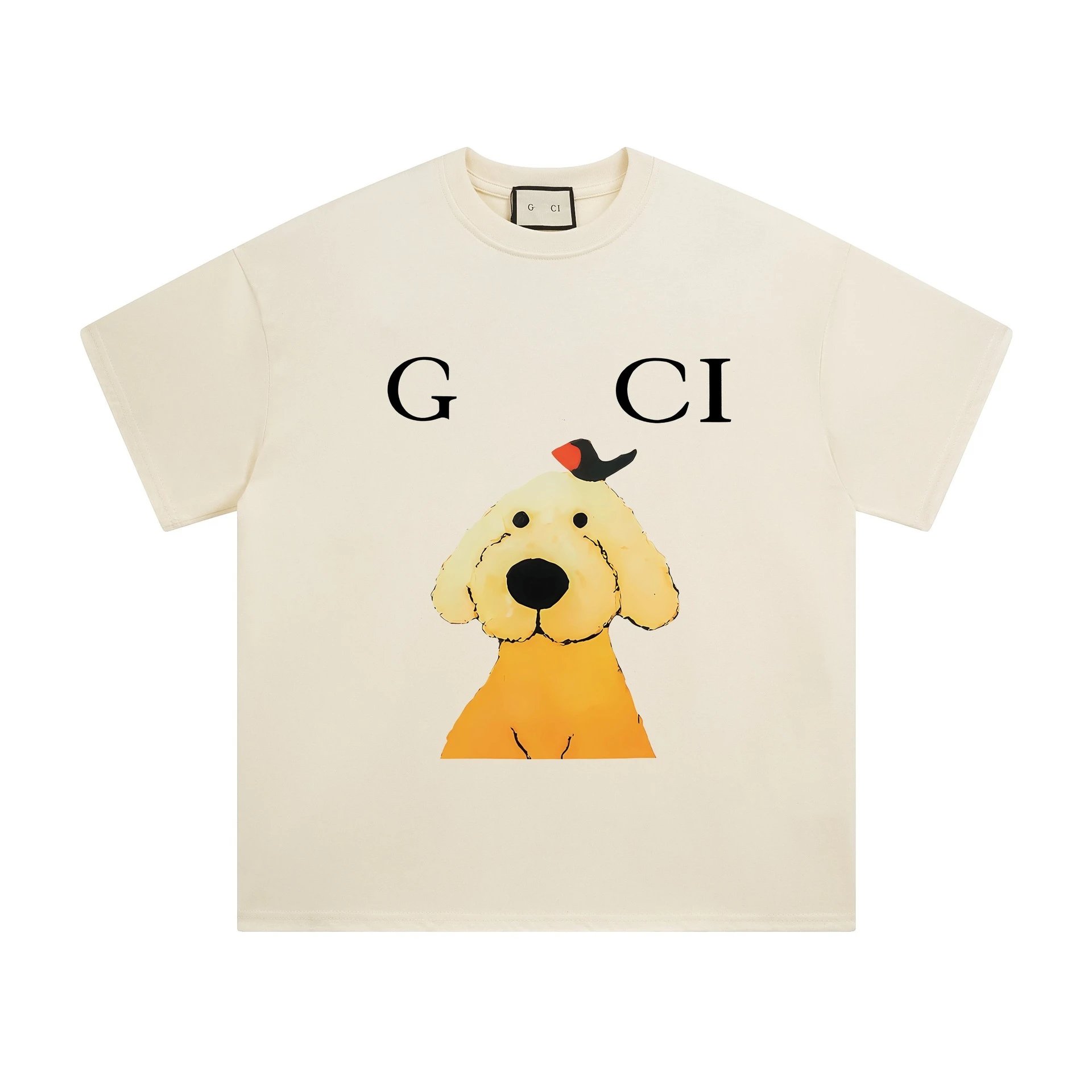 Casual Animal Print Cotton Tee Unisex Ivory - Gucci - Cnfans - $23.55