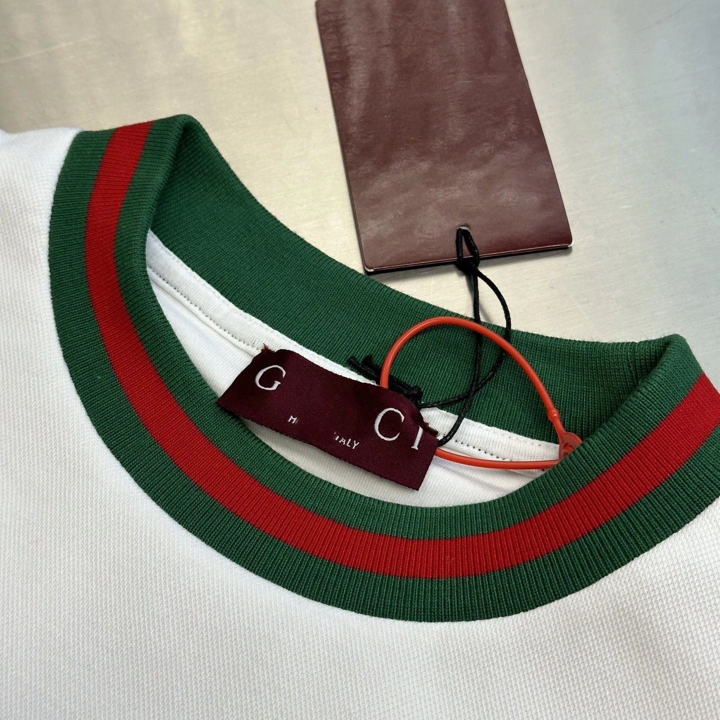 Men's Cotton Blend Embroidered Crewneck Sweatshirt - Off White - Gallery Image 3 - Detailed View