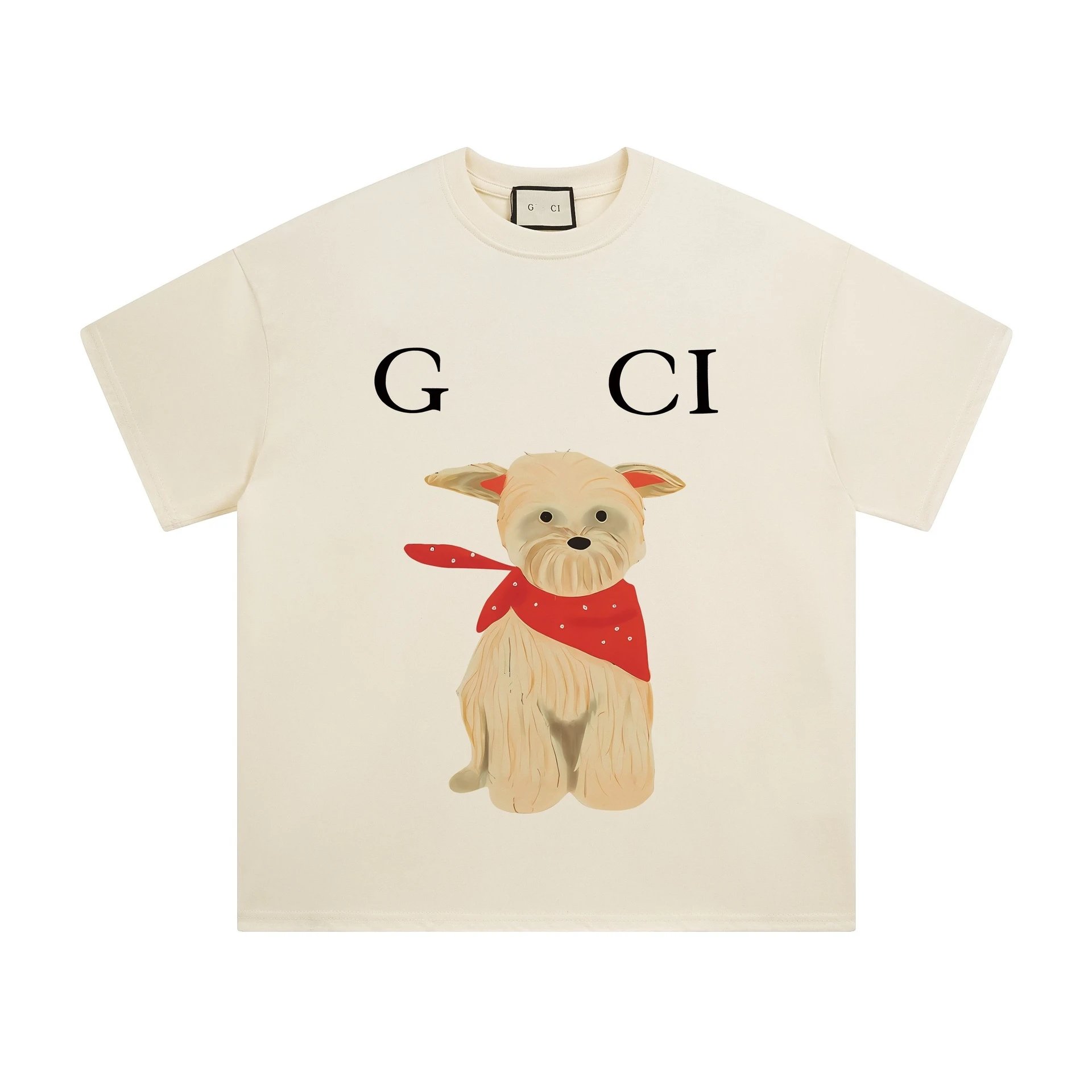 Cute Animal Graphic Cotton Tee Unisex Ivory - Gucci - Cnfans - $23.55