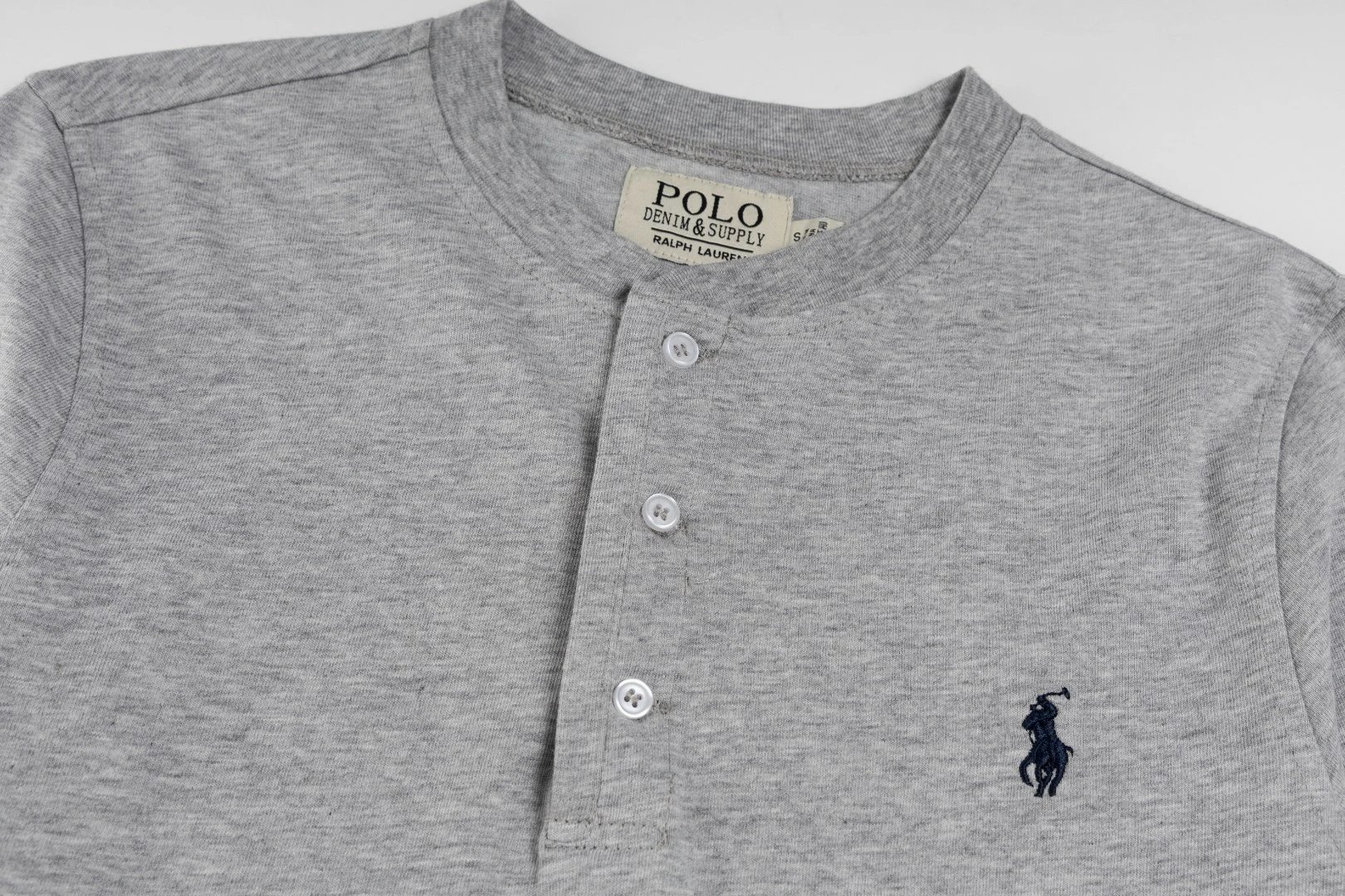 Cotton Henley Long Sleeve T-Shirt, Snow White - Gallery Image 14 - Detailed View