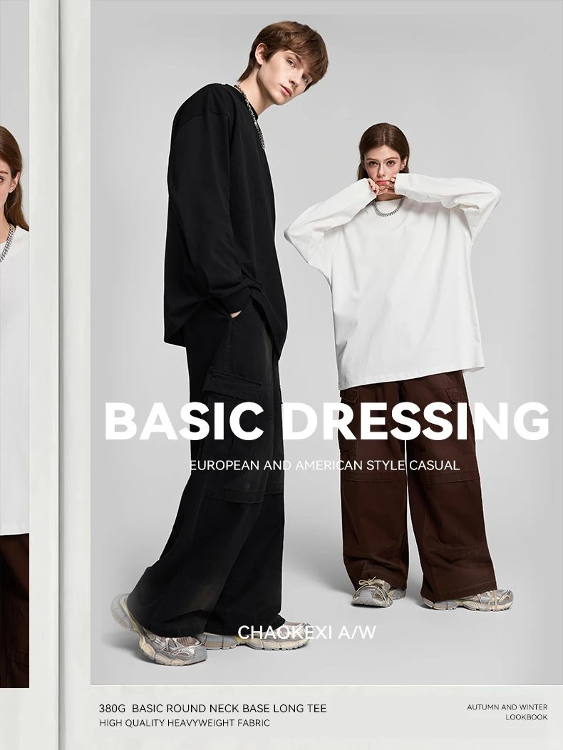 Men's Cotton Long Sleeve Tee Casual Basic Top - Onyx - Gallery Image 1 - Detailed View